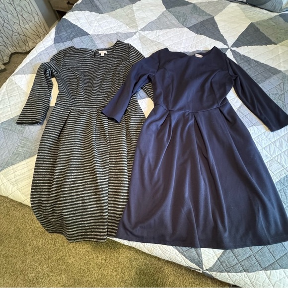 Merona Dresses & Skirts - Bundle of 2 Merona  Navy and Black Striped Long Sleeve Dresses. Size Medium